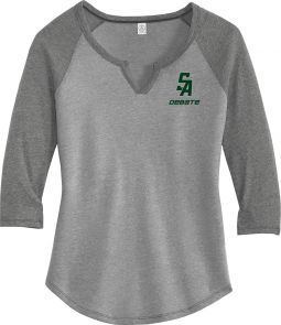 Alternative Ladies 3/4-Sleeve Vintage 50/50 Tee, Smoke/Vintage Coal